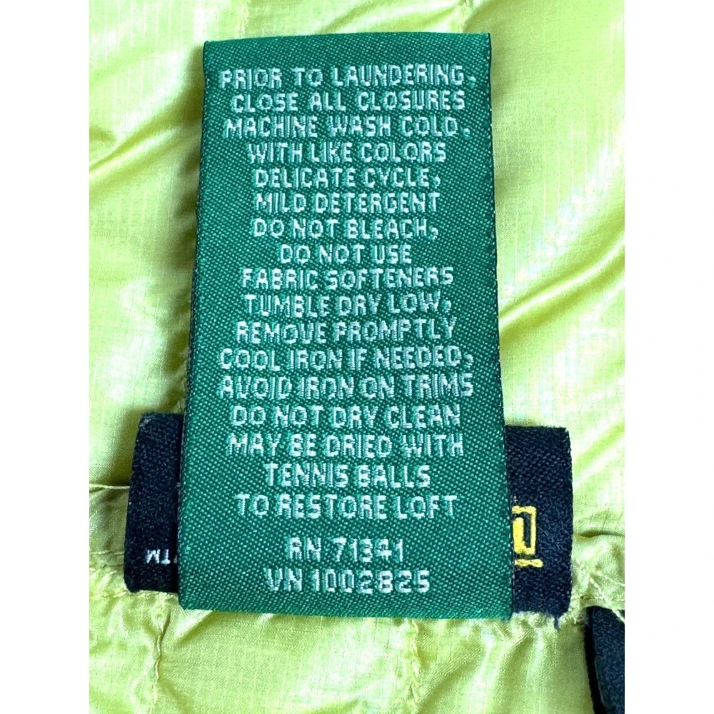 LL Bean Down Puffer Vest Womens XL Yellow Chartreuse Goose Down Lightweight - Picture 16 of 16